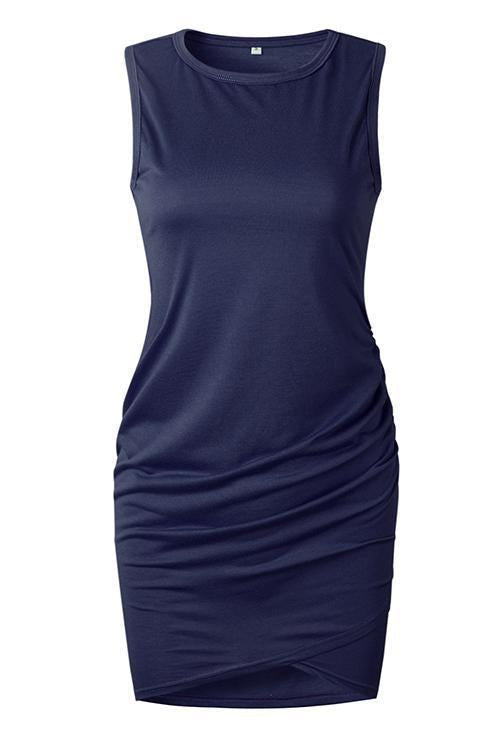 LB | Asymmetry ruched shift dress sukienka mini