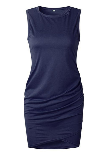 LB | Asymmetry ruched shift dress sukienka mini