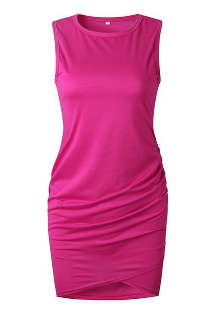 LB | Asymmetry ruched shift dress sukienka mini