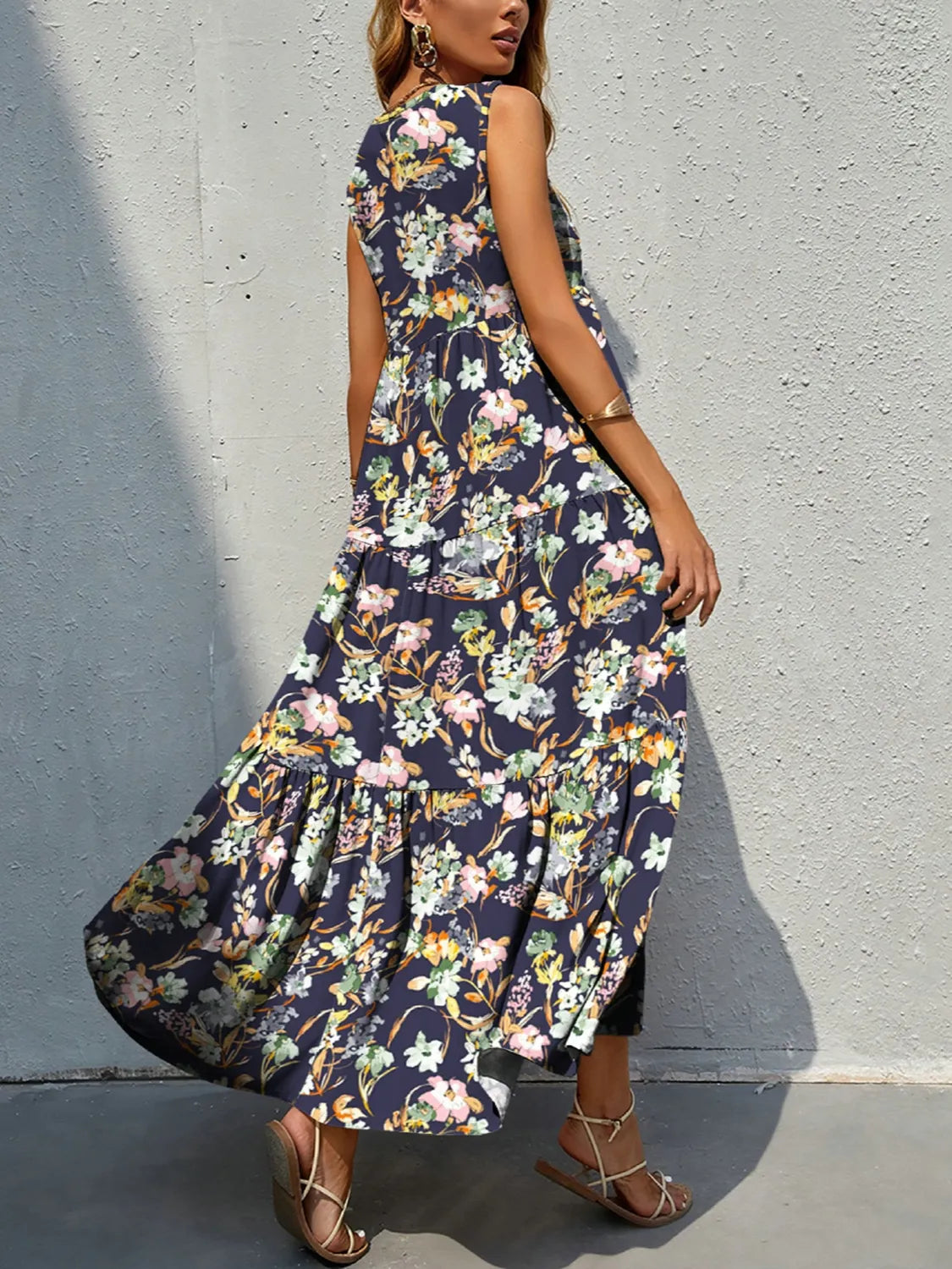 LB | Sukienka maxi tank w kwiatowe paski