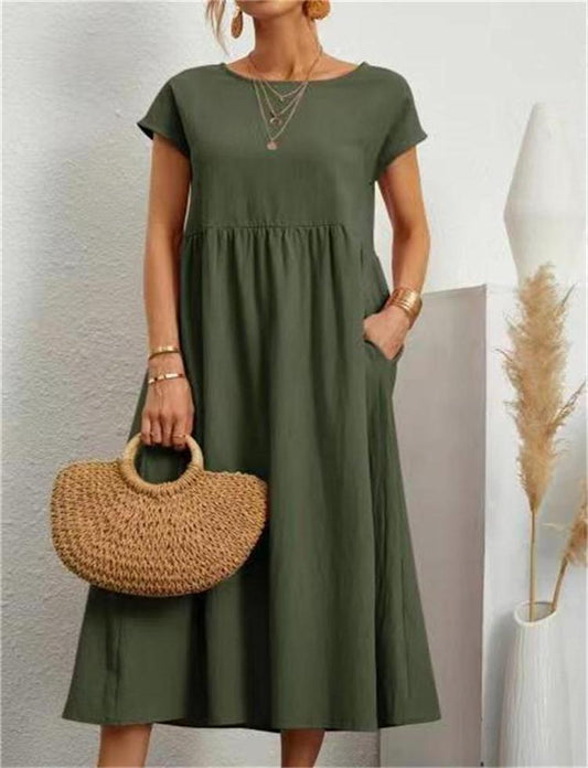 LB | Elegancka sukienka midi o luźnym kroju