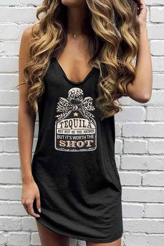 LB | Tequila It's Worth the Shot Sukienka mini bez rękawów w panterkę