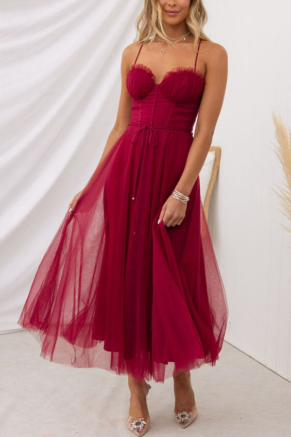 LB | Sukienka midi Bustier z tiulu
