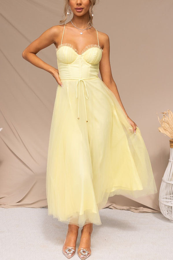 LB | Sukienka midi Bustier z tiulu