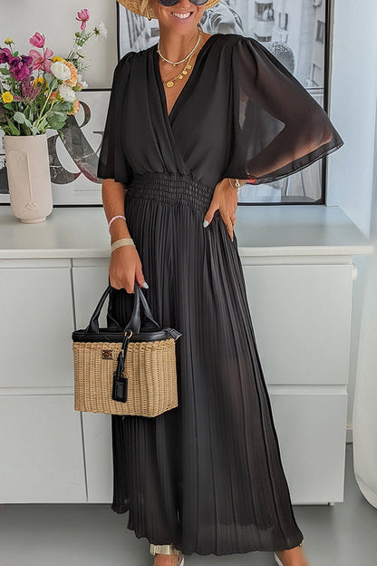 LB | Kombinezon Delightful Day Smocked waist z plisowaną szeroką nogawką