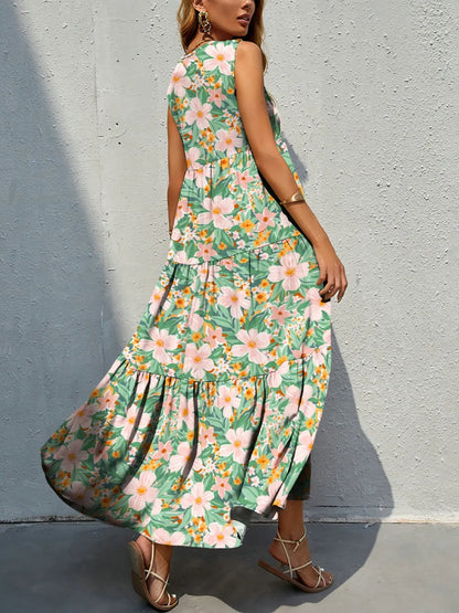 LB | Sukienka maxi tank w kwiatowe paski