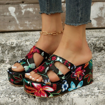 AS | Wycięte kwiatowe sandały peep toe