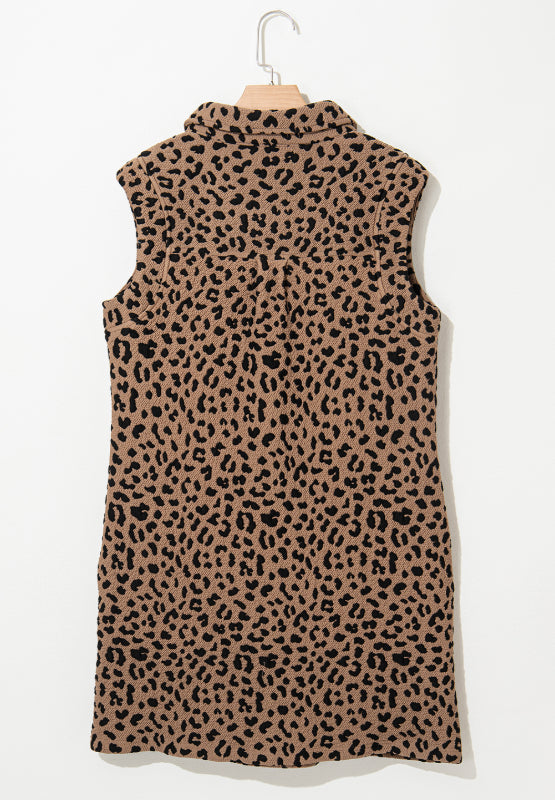 LB | Leopard Johnny Collar Sukienka mini bez rękawów