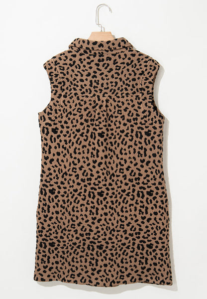LB | Leopard Johnny Collar Sukienka mini bez rękawów