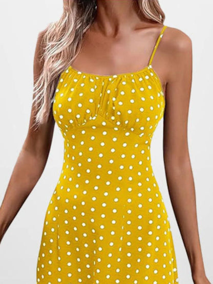 LB | Full Size Slit Printed Cami Midi Dress Plus Size