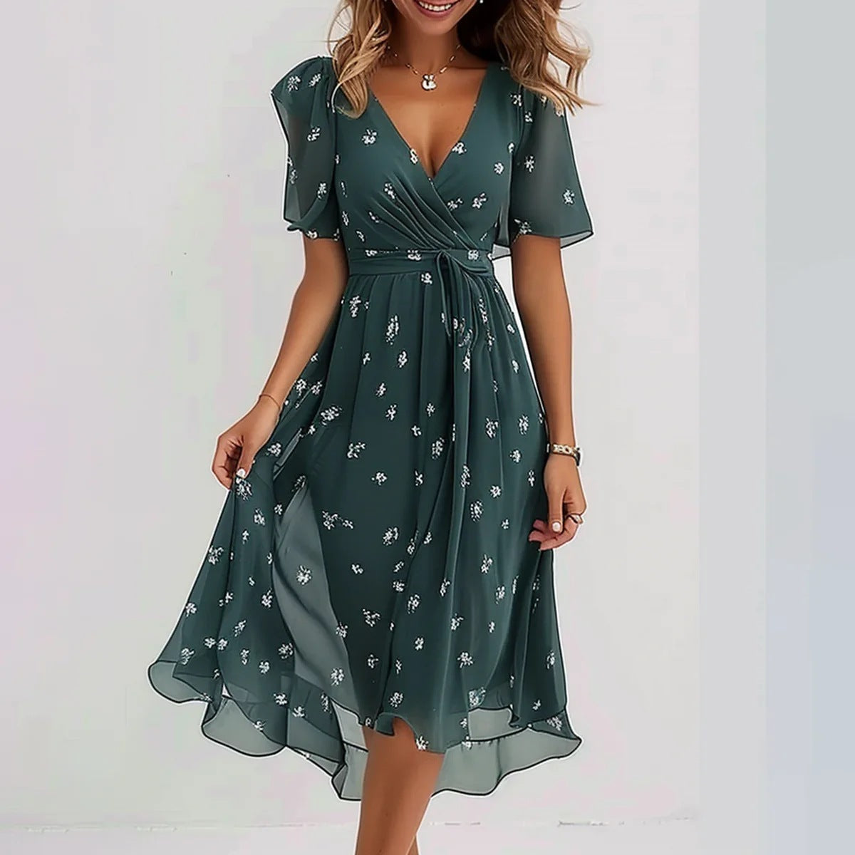 LB | Sukienka midi Watercolor Bloom