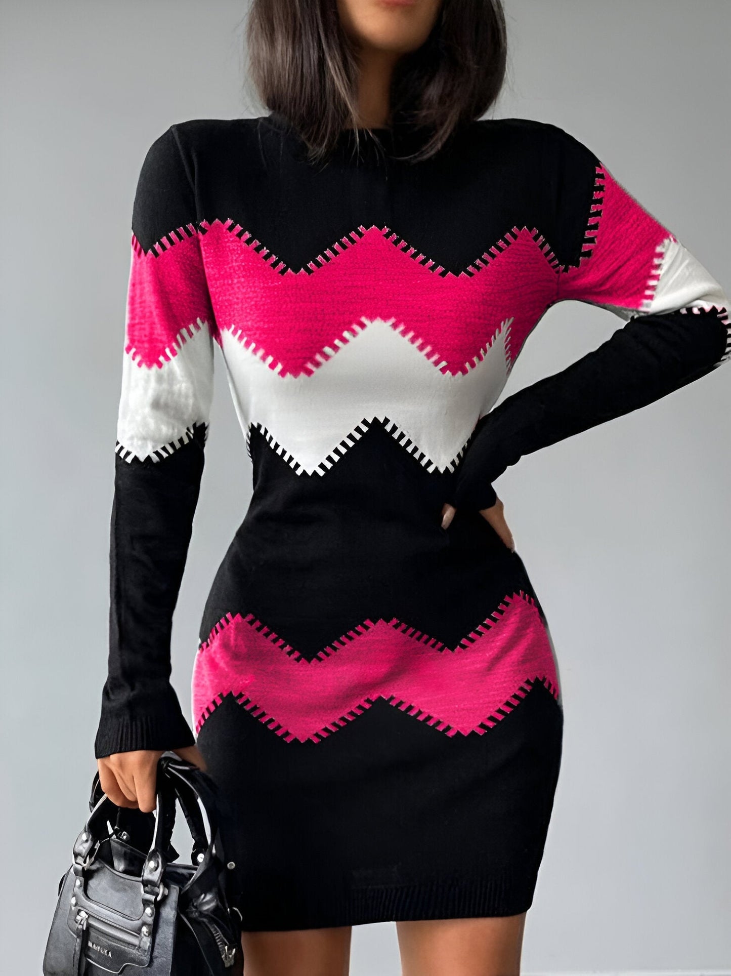 LB | Elegancka dzianinowa sukienka mini bodycon