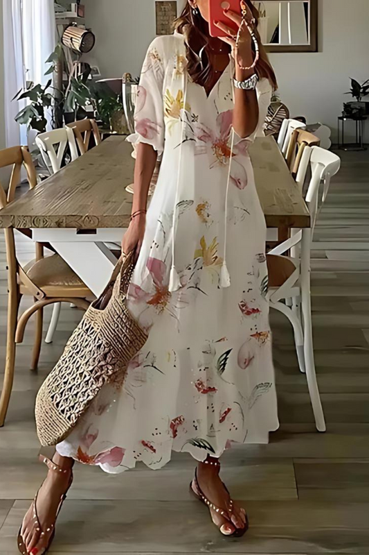 AS | Długa, elegancka sukienka w kwiaty