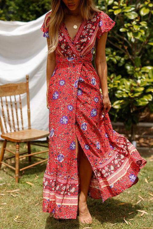 LB | Bohemian Floral Maxi Dress