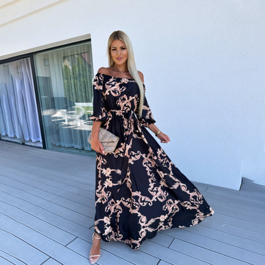 LB | Letnia sukienka maxi z odkrytymi ramionami