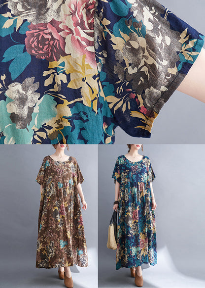 LB | Blue Patchwork Rumpled Holiday Maxi Dress Summer