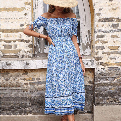 LB | Alisa maxi sukienka nadruk porcelana