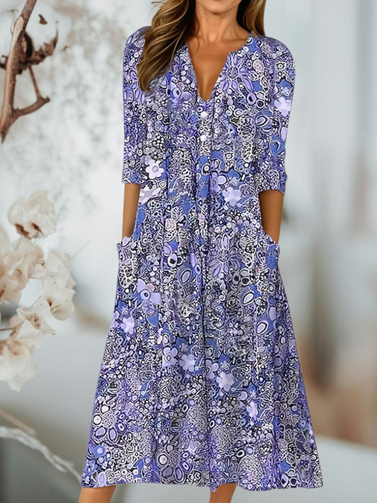 LB | Letnia sukienka midi w stylu boho z lekkiej mieszanki bawełny