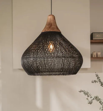 Japandi - oświetlenie w stylu wabi-sabi, lekka lampa bębnowa z wiszącym abażurem