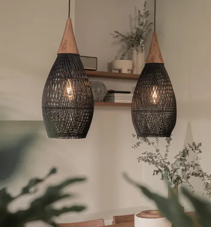 Japandi - oświetlenie w stylu wabi-sabi, lekka lampa bębnowa z wiszącym abażurem