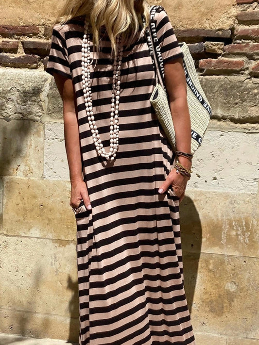 LB | Sukienka maxi w paski Cafe