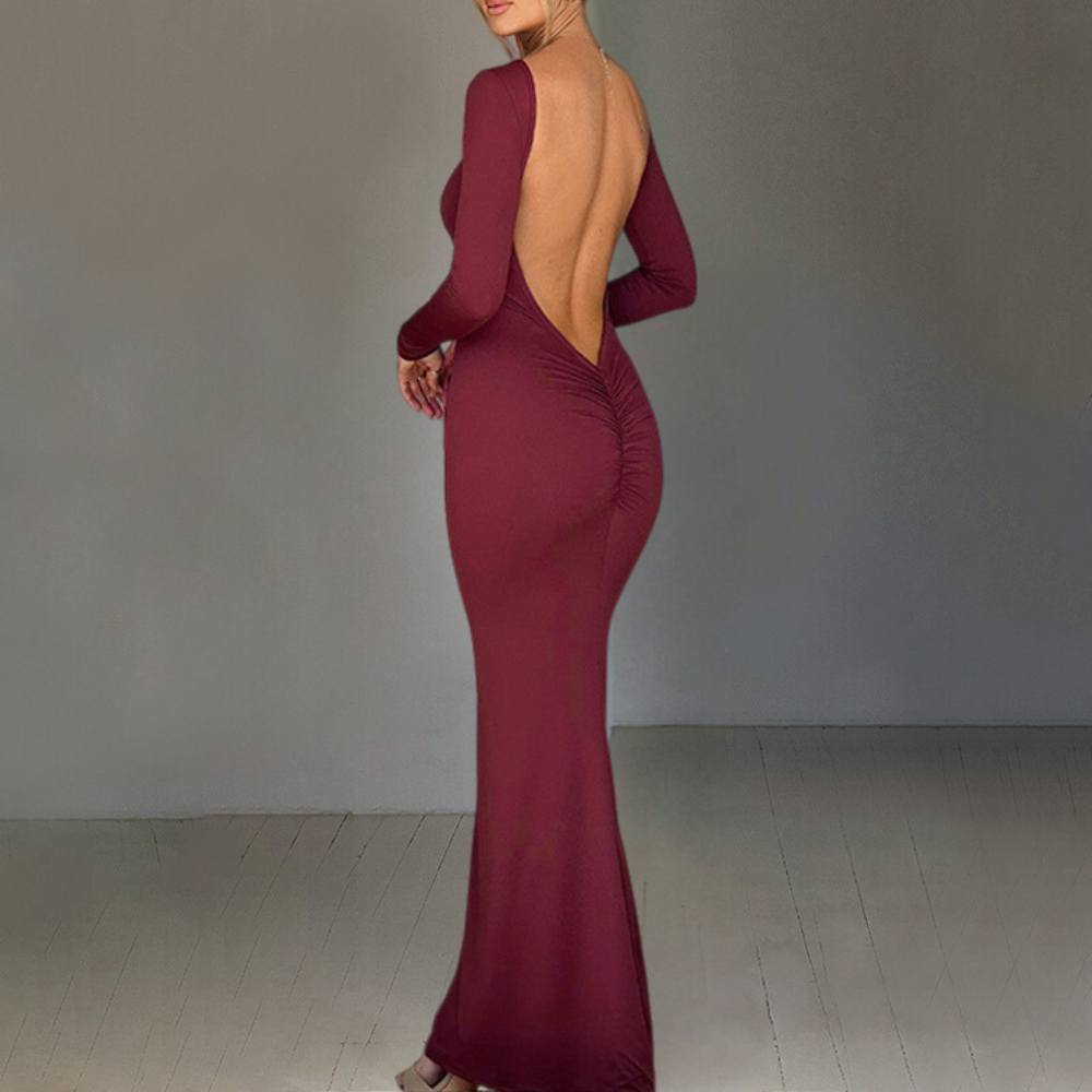 LB | Elegancka letnia sukienka maxi z odkrytymi plecami