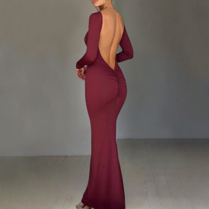 LB | Elegancka letnia sukienka maxi z odkrytymi plecami
