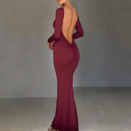 LB | Elegancka letnia sukienka maxi z odkrytymi plecami
