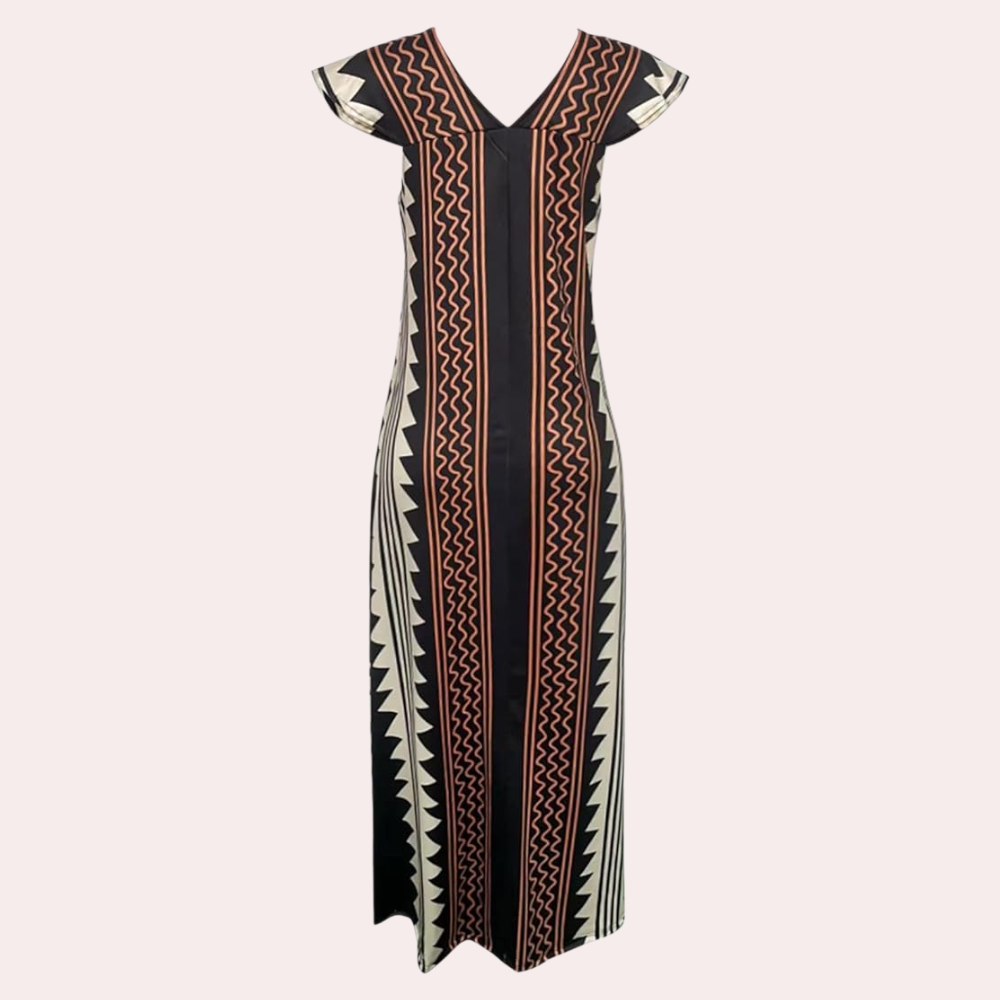 LB | Letnia sukienka maxi w stylu boho z geometrycznym wzorem