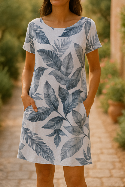 LB | Elegancka sukienka midi z botanicznym nadrukiem