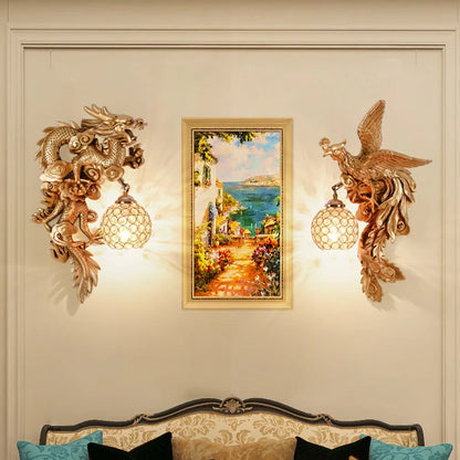 LuxeFlame - Lampa ścienna Dragon Phoenix