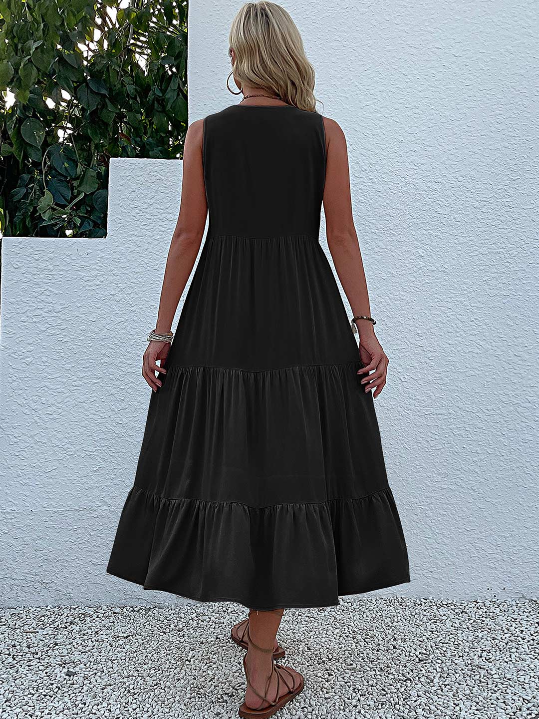 LB | Damska luźna sukienka midi z guzikami w stylu casual