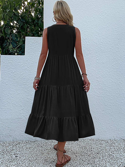 LB | Damska luźna sukienka midi z guzikami w stylu casual