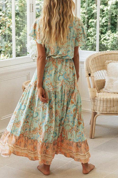 LB | Boho sukienka maxi z guzikami z przodu