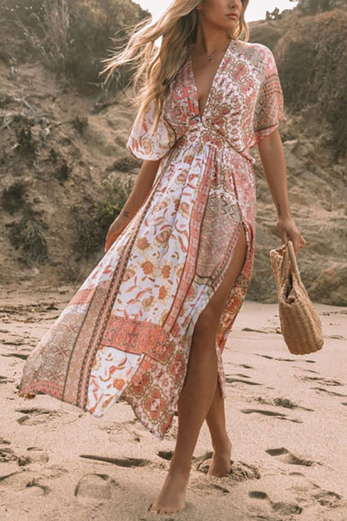 LB | Sukienka maxi z rozcięciem w stylu boho