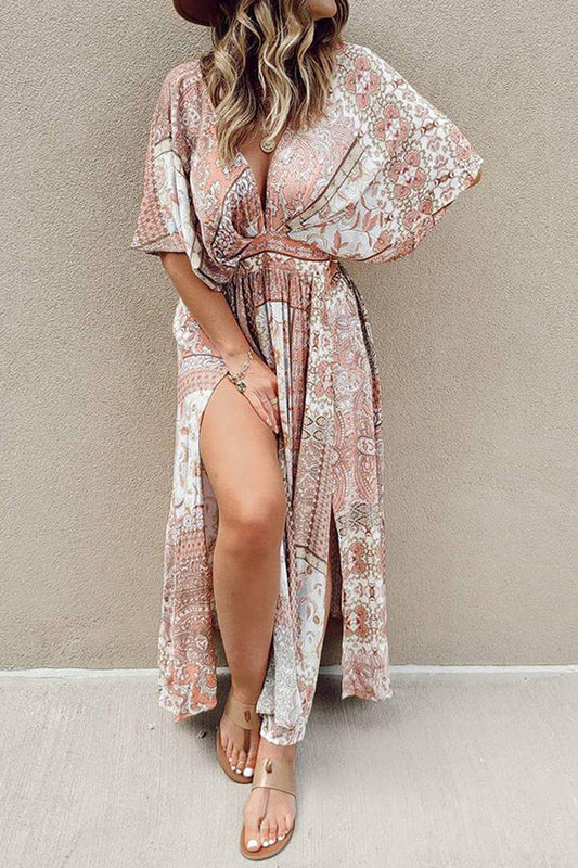 LB | Sukienka maxi z rozcięciem w stylu boho