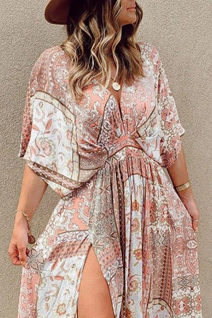 LB | Sukienka maxi z rozcięciem w stylu boho