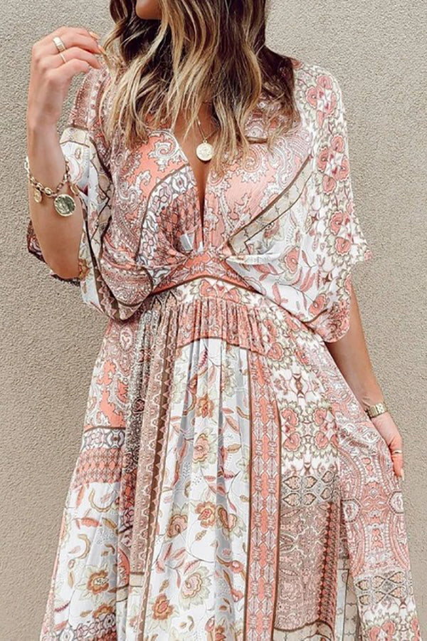 LB | Sukienka maxi z rozcięciem w stylu boho