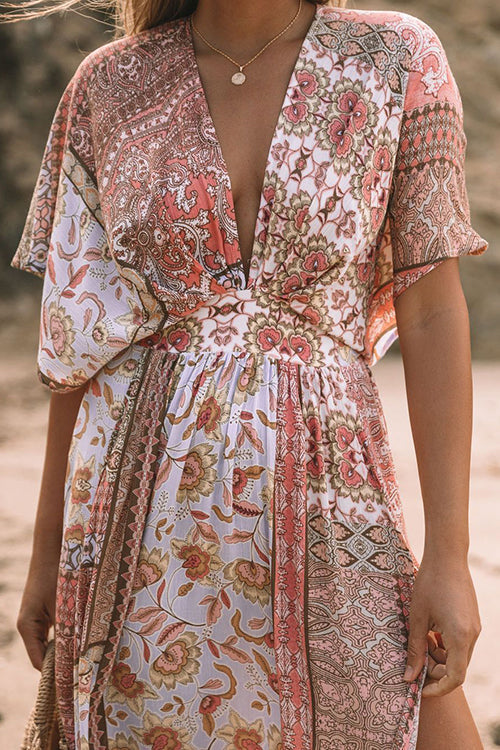LB | Sukienka maxi z rozcięciem w stylu boho