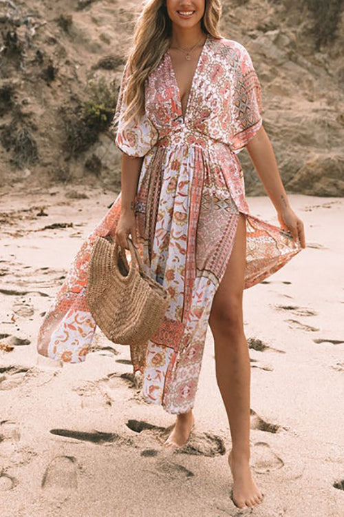 LB | Sukienka maxi z rozcięciem w stylu boho