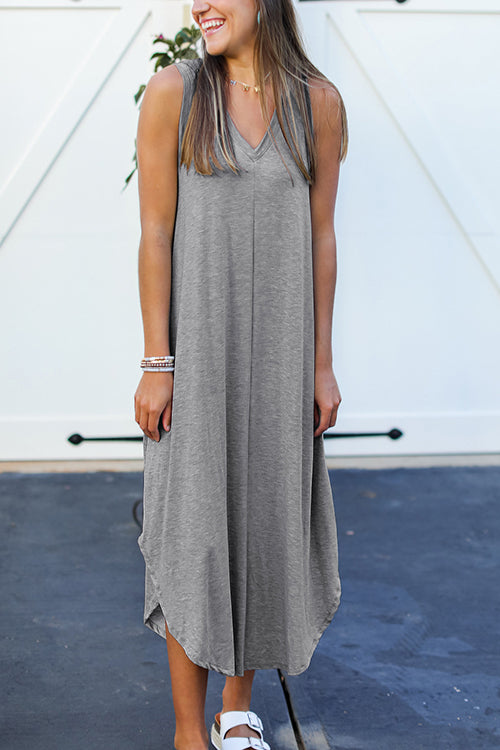 LB | I THINK NOT V-neck tank midi dress