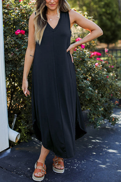 LB | I THINK NOT V-neck tank midi dress