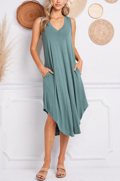LB | I THINK NOT V-neck tank midi dress