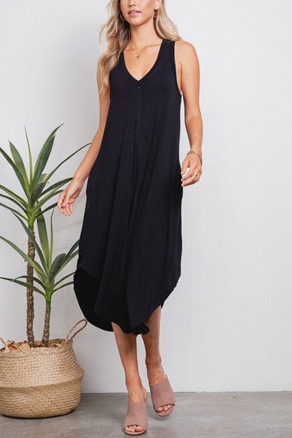 LB | I THINK NOT V-neck tank midi dress