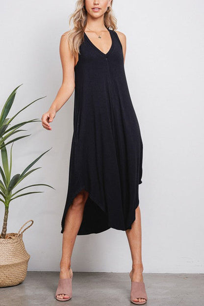 LB | I THINK NOT V-neck tank midi dress