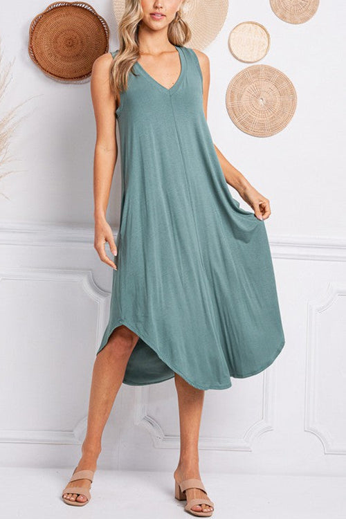 LB | I THINK NOT V-neck tank midi dress