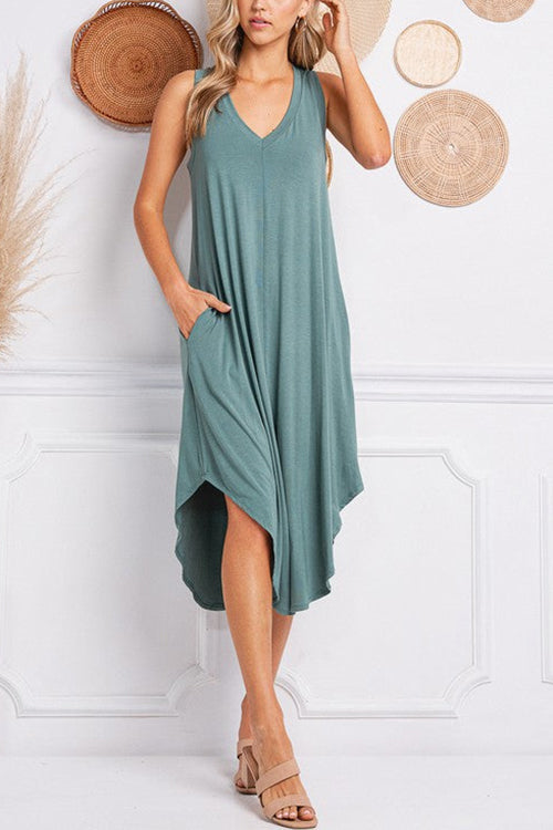 LB | I THINK NOT V-neck tank midi dress