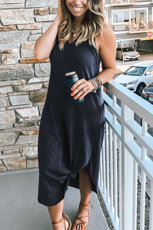 LB | I THINK NOT V-neck tank midi dress