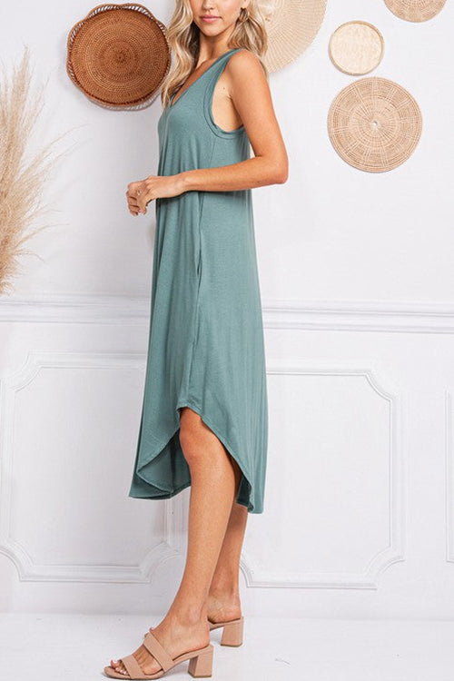 LB | I THINK NOT V-neck tank midi dress
