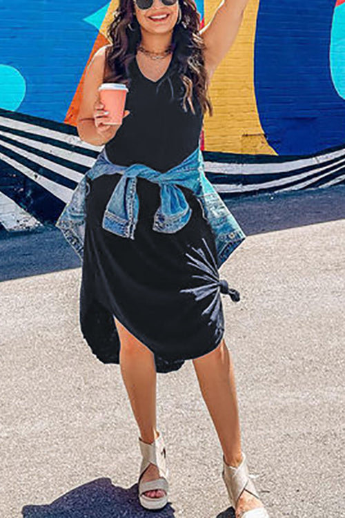 LB | I THINK NOT V-neck tank midi dress
